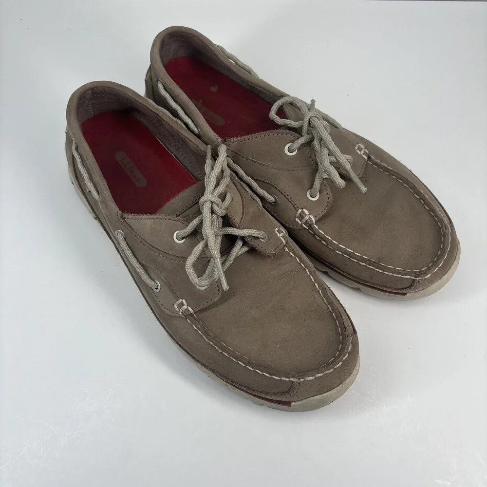 L.L.Bean Portlander Free Flex Men's US 10M Ledge Red Boat‎ Shoes Casual Slip-On